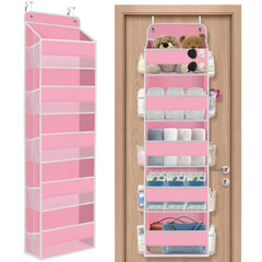 SpaceHacks pink 5-tier door organizer full view for efficient storage