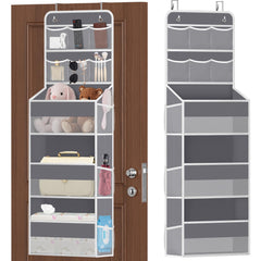 SpaceHacks 5-Tier Over the Door Organizer on a doorway keeps items easy to reach.