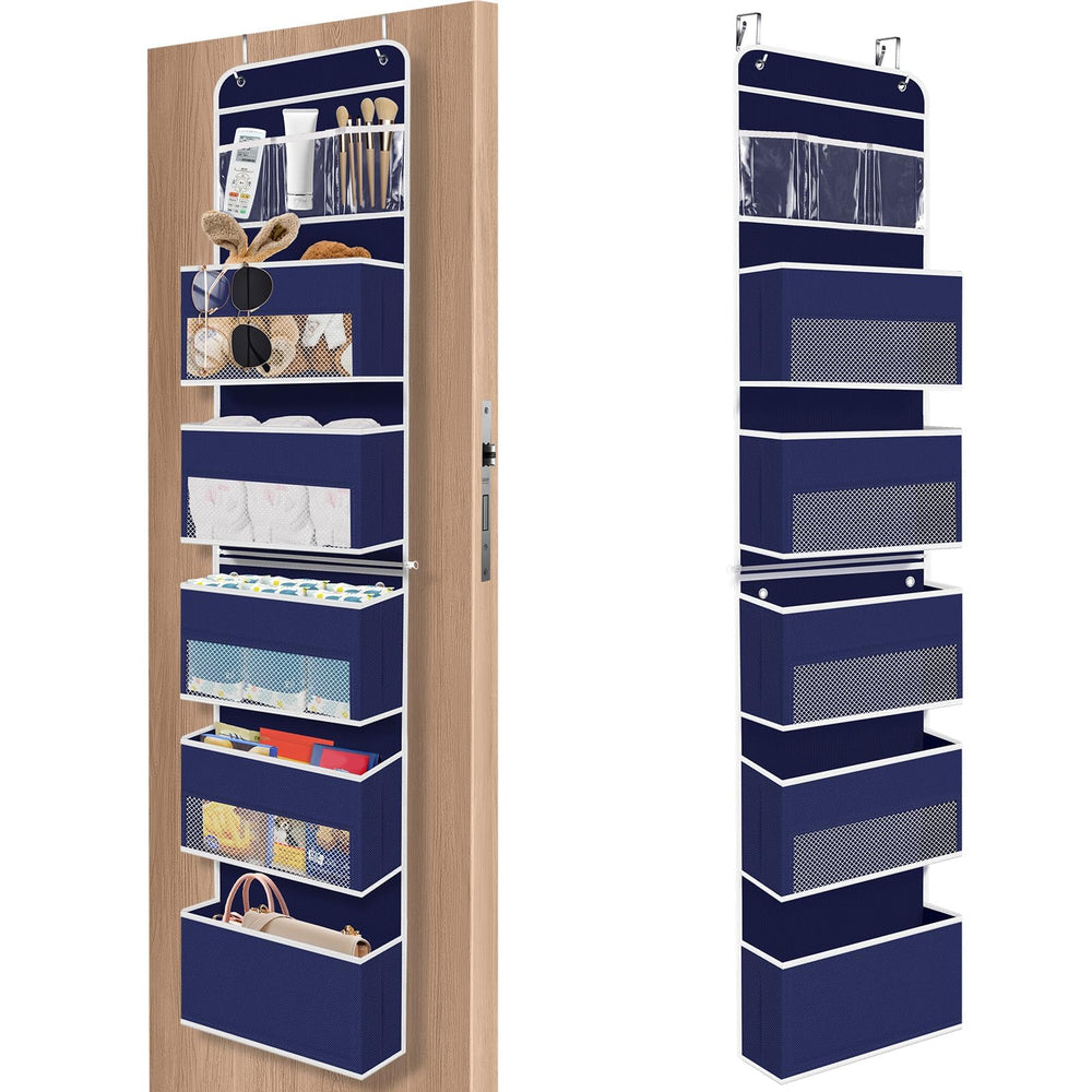 SpaceHacks 6-tier door organizer with clear window for quick item visibility.