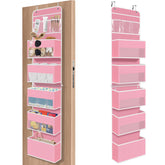 SpaceHacks 6-tier pink door organizer with clear pockets for organized storage
