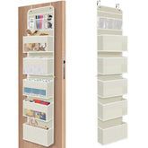 SpaceHacks 6-tier over-the-door organizer with clear pockets keeps items organized and accessible.