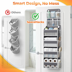 SpaceHacks adjustable metal hooks install quickly on most interior doors