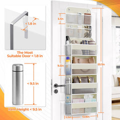 SpaceHacks beige mesh door organizer blends with nursery decor while adding practical storage for essentials.