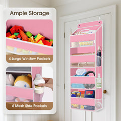 SpaceHacks easy-installation door organizer hangs quickly with included hooks.