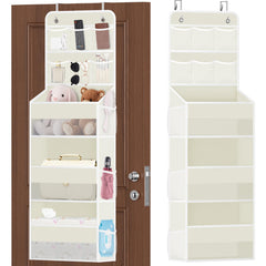 SpaceHacks over-door organizer with mesh pockets keeps small items visible and reachable.