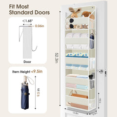 SpaceHacks over-the-door organizer side view shows storage visibility through the window.