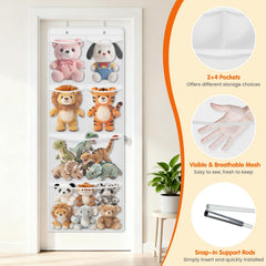 SpaceHacks over-the-door organizer with mesh pockets provides quick visibility for toys and books.