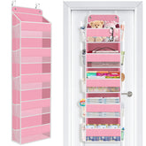 SpaceWhisper over the door organizer pink front view for easy diaper access