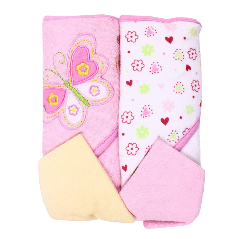 Spasilk bath hooded towel with pink butterfly design, gentle and absorbent for newborn baths