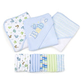 Spasilk blue hooded towel with appliqué for cozy post bath warmth