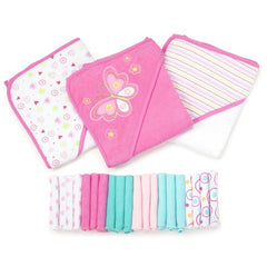 Spasilk pink butterfly hooded towel set keeps baby warm and dry after bath