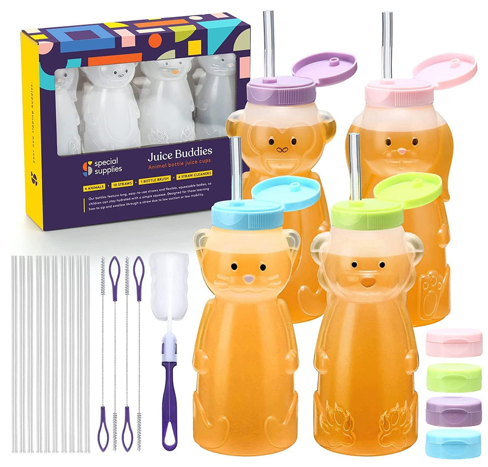 Special Supplies Honey Bear Monkey design straw cup supports independent sipping