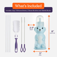 Special Supplies Honey Bear with long flexible straw supports low-suction drinking.