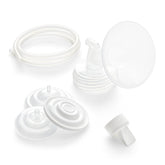 Spectra wide breast shield set with 28mm large flange for comfortable pumping sessions.