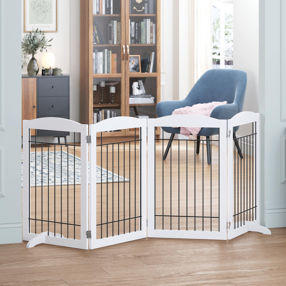 Spirich 80-inch dog gate wide view showing expansive doorway protection for pets