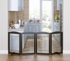 Spirich dog gate folding design enables versatile room division.