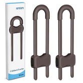 SPISPI baby-proofing cabinet locks 2-pack on a cabinet, securing toys and cabinets safely.