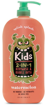 Splish Splash Watermelon-scented bottle showing gentle cleansing for kids.