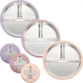SPMKTQK 3Pack stainless steel kids plates for durable mealtime use