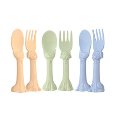 Spoon la la cat-handle blue utensil offers a friendly grip for little eaters.