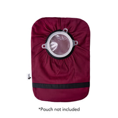 Spoonie Threads burgundy cover shown on the go for daily comfort with pouch.