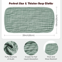 Spotted Play green burp cloths ready for travel and easy care.