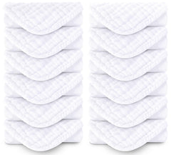 Spotted Play burp cloths in white, 20x10 inches, soft and absorbent for everyday use.