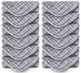 Spotted Play muslin burp cloths 20x10 in grey, soft and gentle on baby skin.