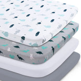 SPRINGSPIRIT bassinet sheet 4 pack on a mattress provides soft, snug sleep surface.
