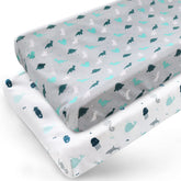 SPRINGSPIRIT changing pad cover dinosaurs provides soft, breathable surface for diaper changes.