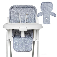 Sprouterie baby high chair cover on the chair seat for a secure fit.