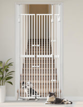 Sprouterie extra tall cat gate in doorway with closed position for containment