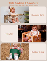 Sprouterie cover on a high chair shows versatile restaurant seating compatibility.