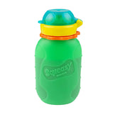 Squeasy Snacker green 6 oz pouch top-view promotes mess-free on-the-go feeding