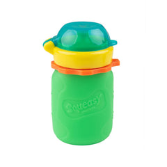 Squeasy Snacker Green removable lid insert enabling adjustable flow for thicker foods