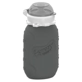 Squeasy Snacker Grey 6 oz pouch for soft foods and liquids, safe and reusable.
