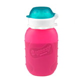 Squeasy Snacker pink 6oz pouch for mess-free on-the-go snacking.