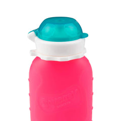 Squeasy Snacker stand-up pouch stays upright for easy filling.