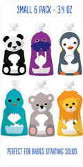 Squooshi pouch wide opening eases filling with yogurt, applesauce, or puree.