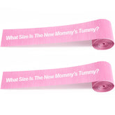 Sratte baby shower tummy tape with two pink rolls for easy measurements.