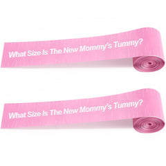 Sratte baby shower tummy tape with two pink rolls for easy measurements.