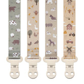 Stadela baby pacifier clip with farm animals pattern keeps pacifier within reach