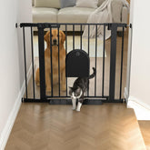StairsFit gate with bottom cat door demonstrates cat-friendly design for seamless pet flow