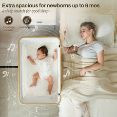 Staroyal bassinet with 5 height settings fits most beds for easy access.