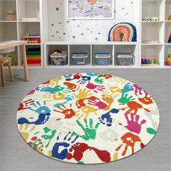 STARUIA handprint and footprint pattern rug, anti-slip backing for safe play.