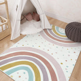 STARUIA Rainbow Rug with colorful double rainbow pattern supports color recognition in kids' rooms.