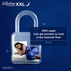 Stayfree Advanced XL All Night pad absorbent core detail.