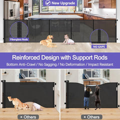 Stcockis gate extended to 96 inches wide, wide openings with stable, adjustable width.