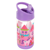 Stephen Joseph flip-top bottle with closed lid prevents leaks.
