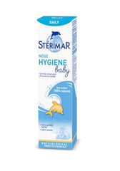 Sterimar Baby nasal spray bottle ready for gentle cleansing of a newborn nose.